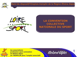 Suivi du dispositif Emplois tremplin de la Région Rhône Alpes LA CONVENTION COLLECTIVE NATIONALE DU SPORT 