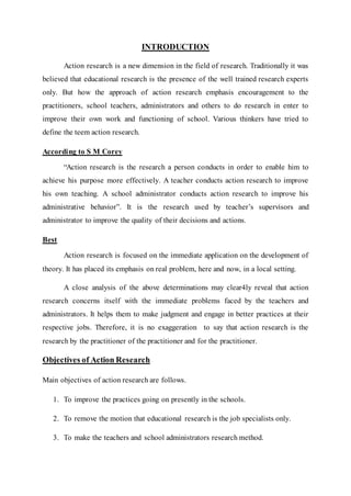 Action Research Introduction Example Action research | DOCX
