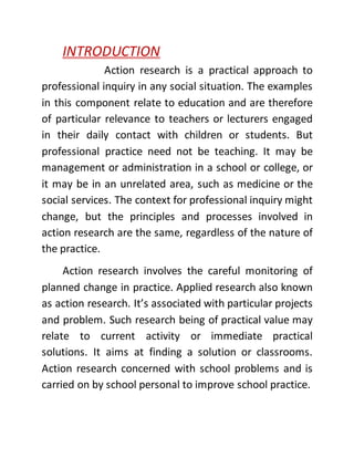 Action Research Introduction Example Action research | DOCX
