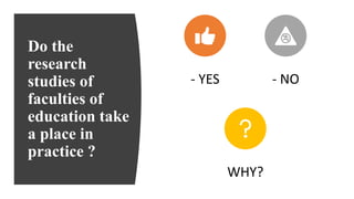 Do the
research
studies of
faculties of
education take
a place in
practice ?
- YES - NO
WHY?
 