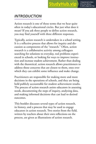Action Research Introduction Example Action Research In Education | PDF
