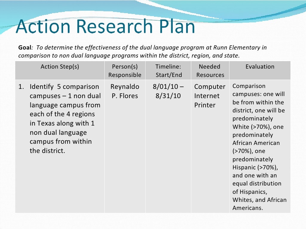 research plan of action example