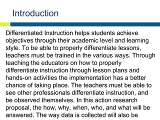Differentiated Instruction Action Research Proposal | PPT