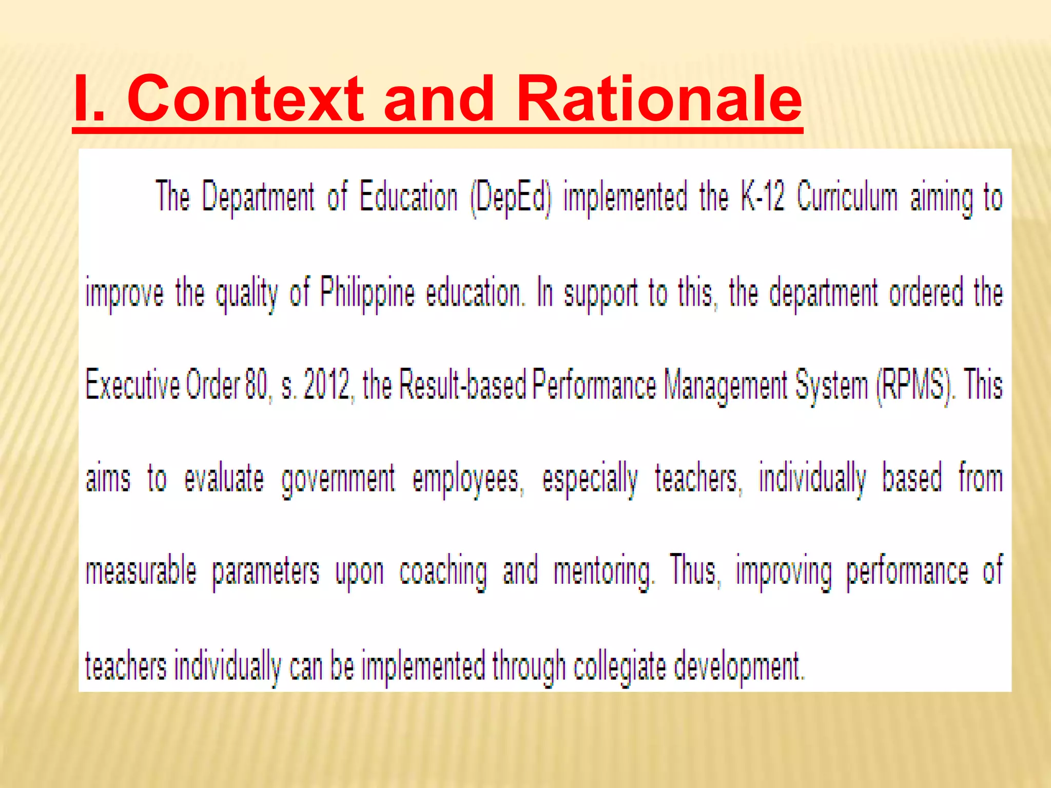 I. Context and Rationale
 