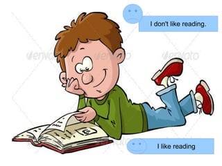 I don't like reading.




  I like reading
 