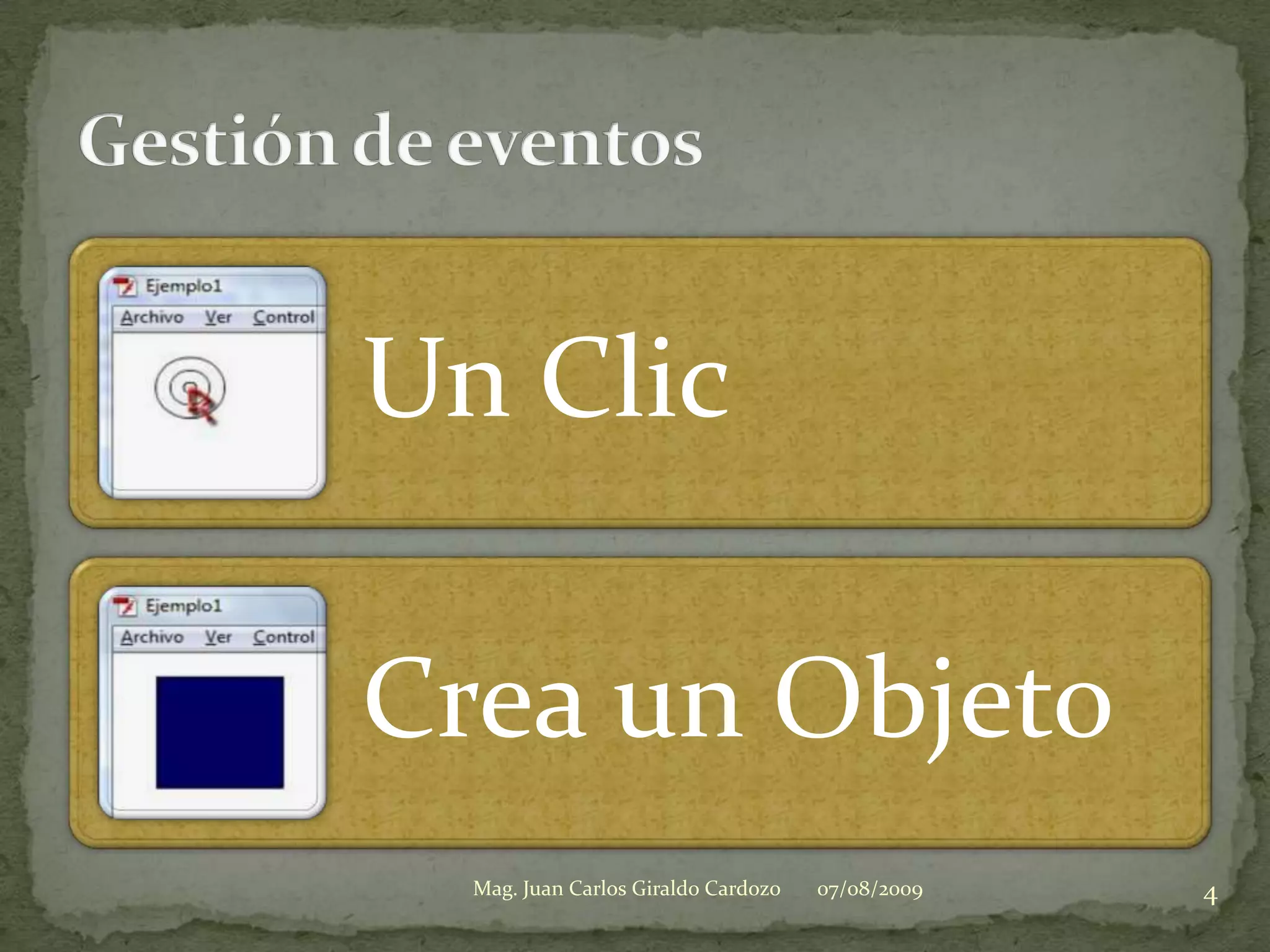 07/08/20094Mag. Juan Carlos Giraldo CardozoGestión de eventos
