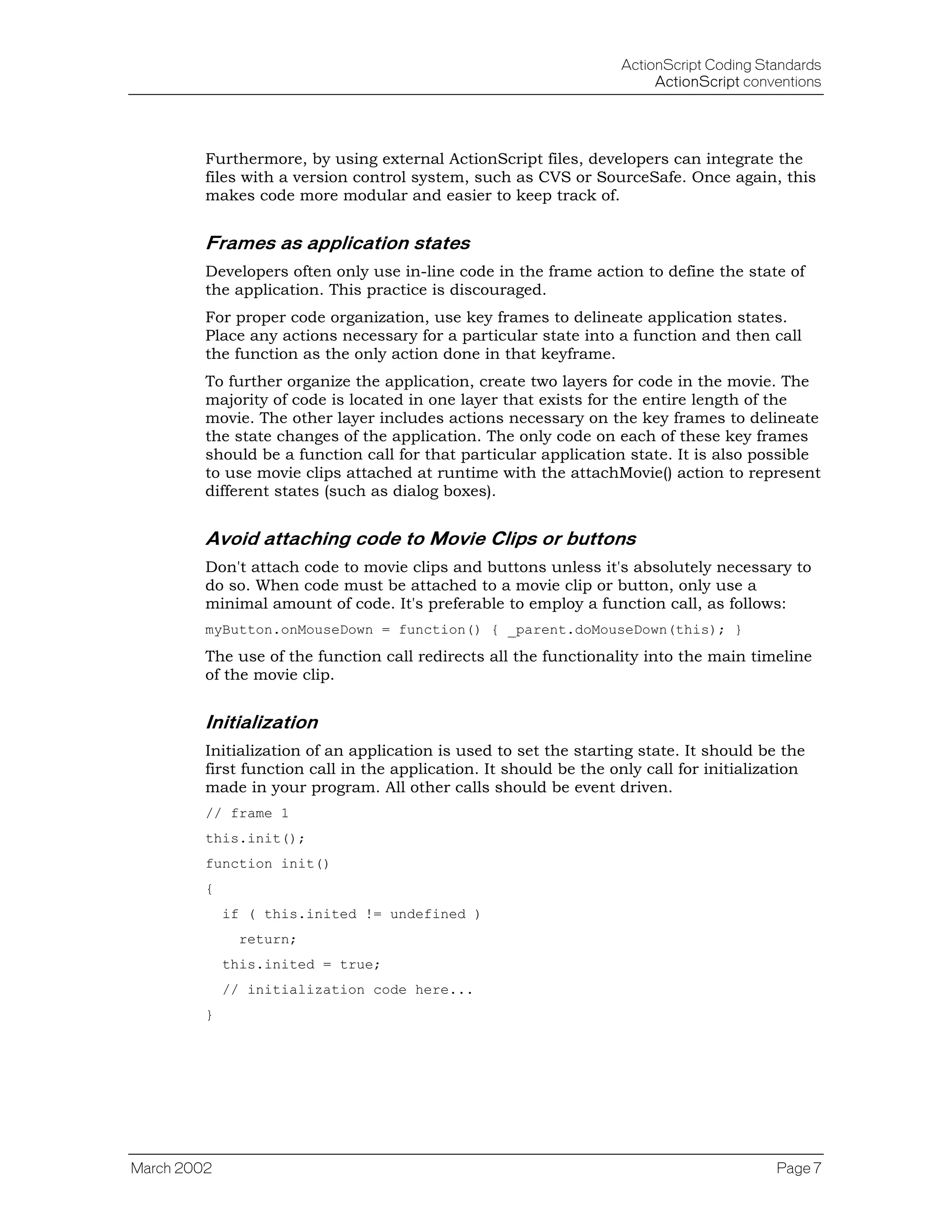 Actionscript Standards