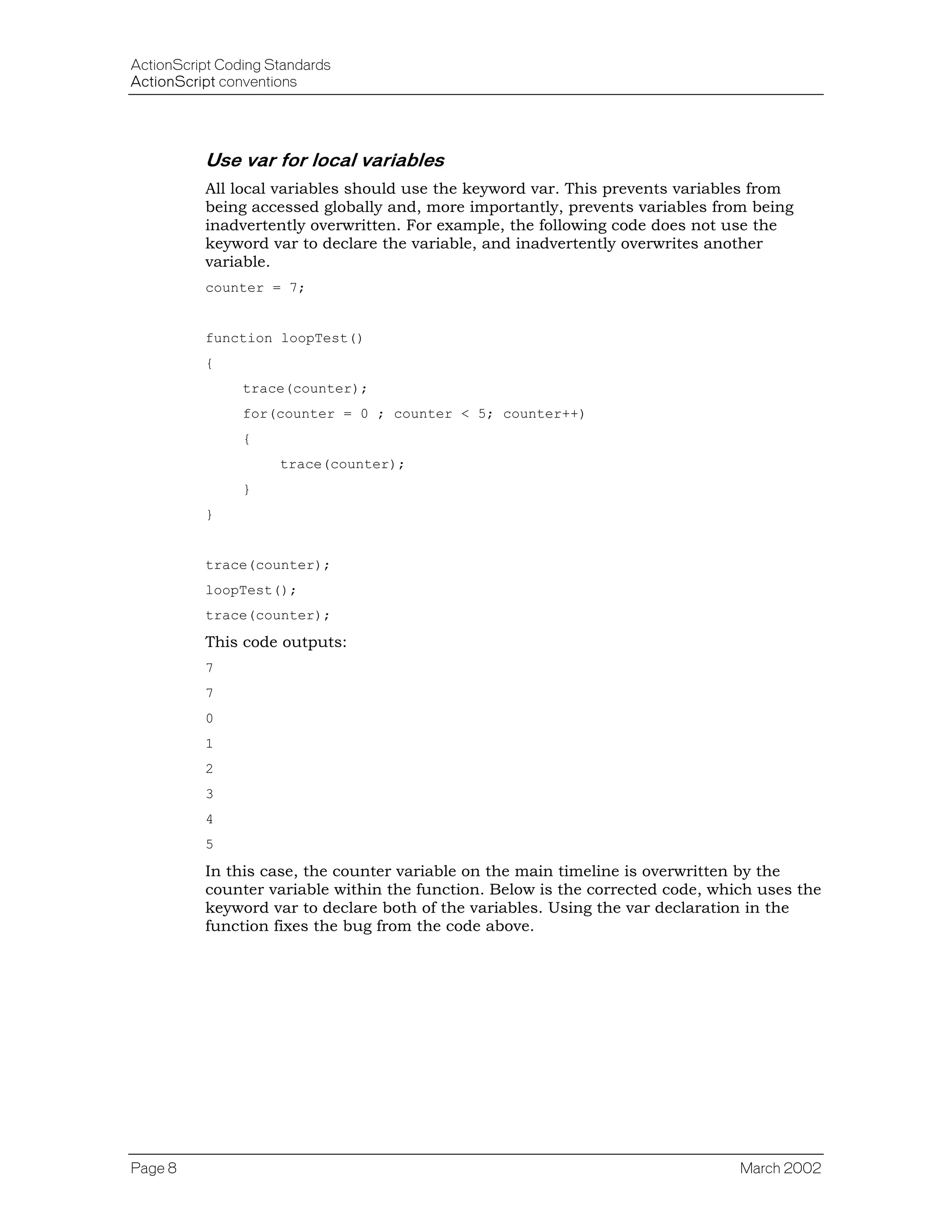 Actionscript Standards