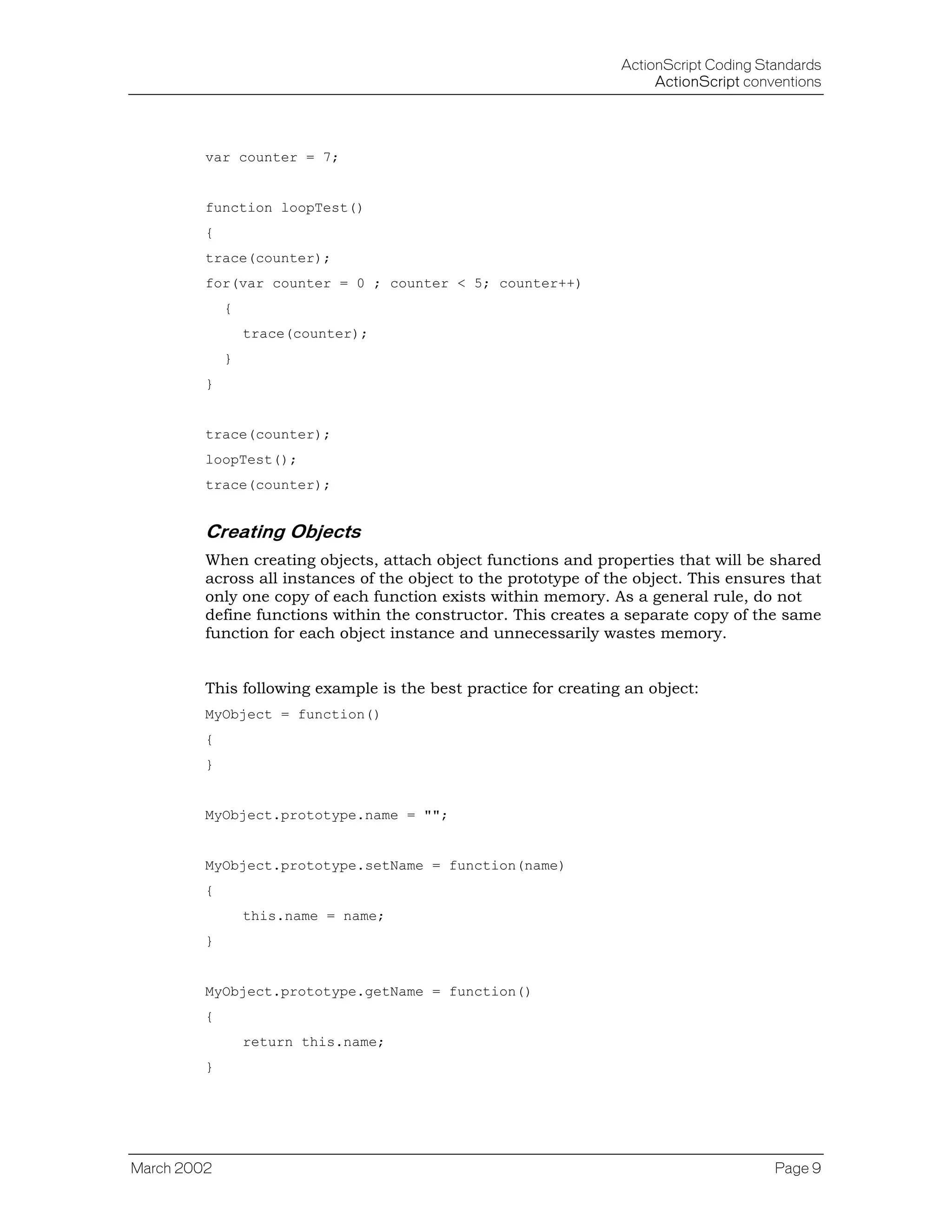 Actionscript Standards