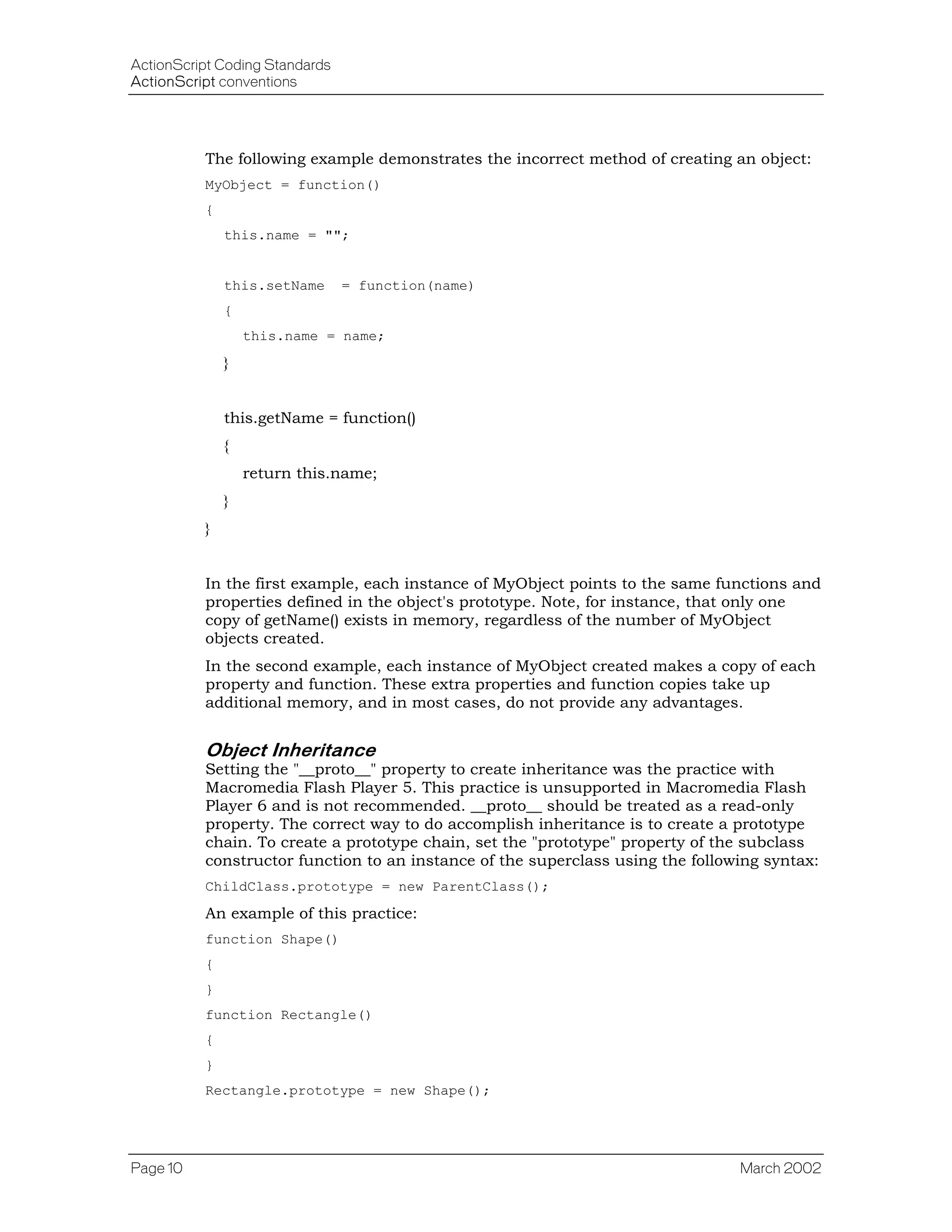 Actionscript Standards