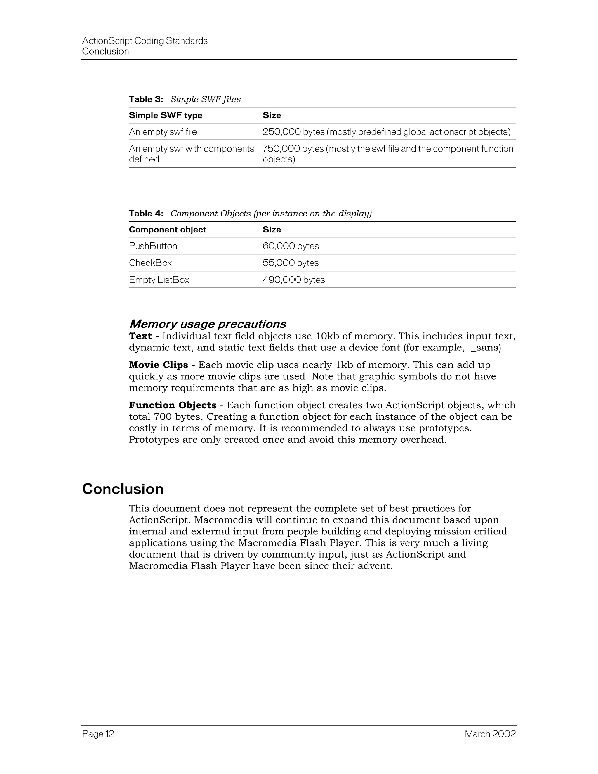 Actionscript Standards