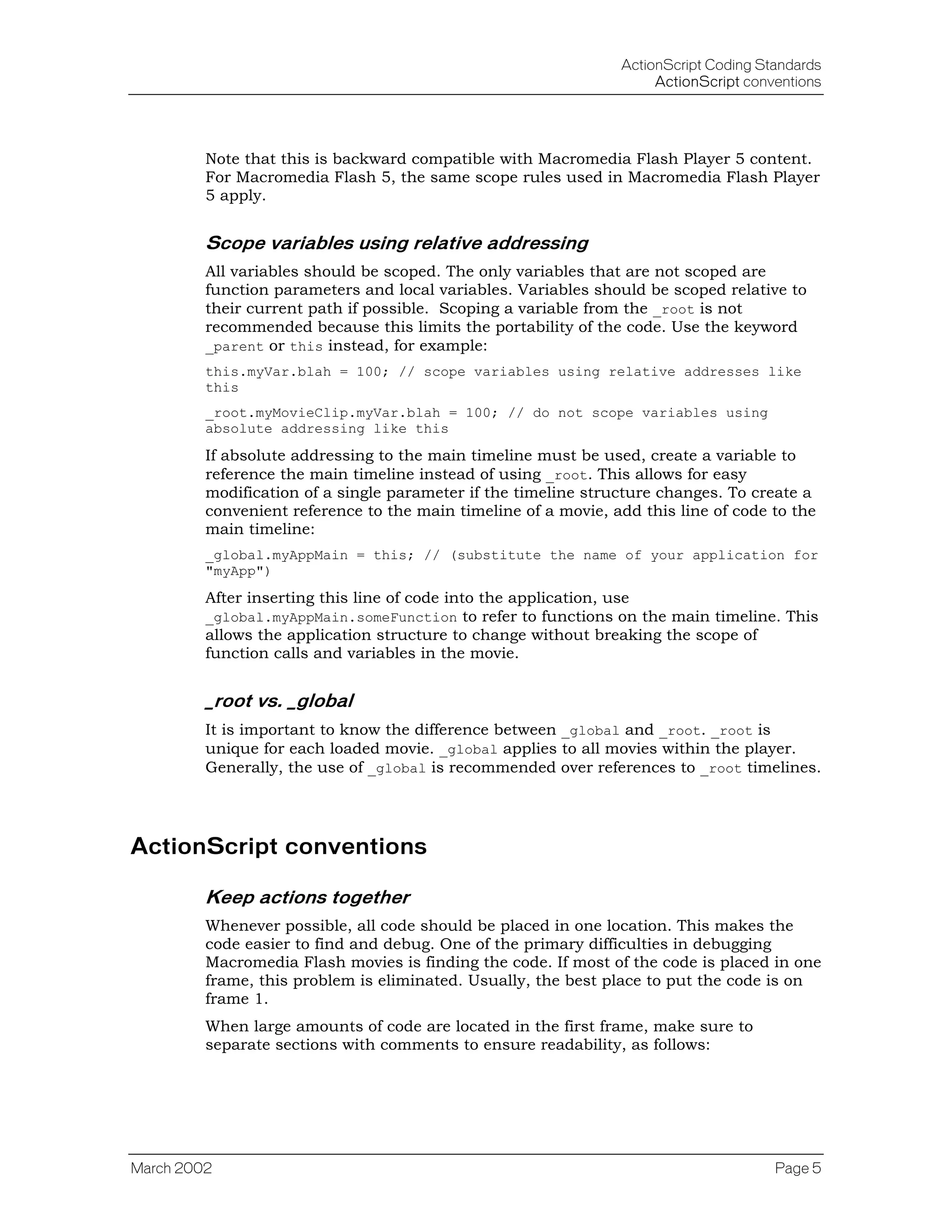 Actionscript Standards