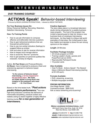 Actions Speak! Behavior-based Interviewing | PDF | Resume Writing and ...