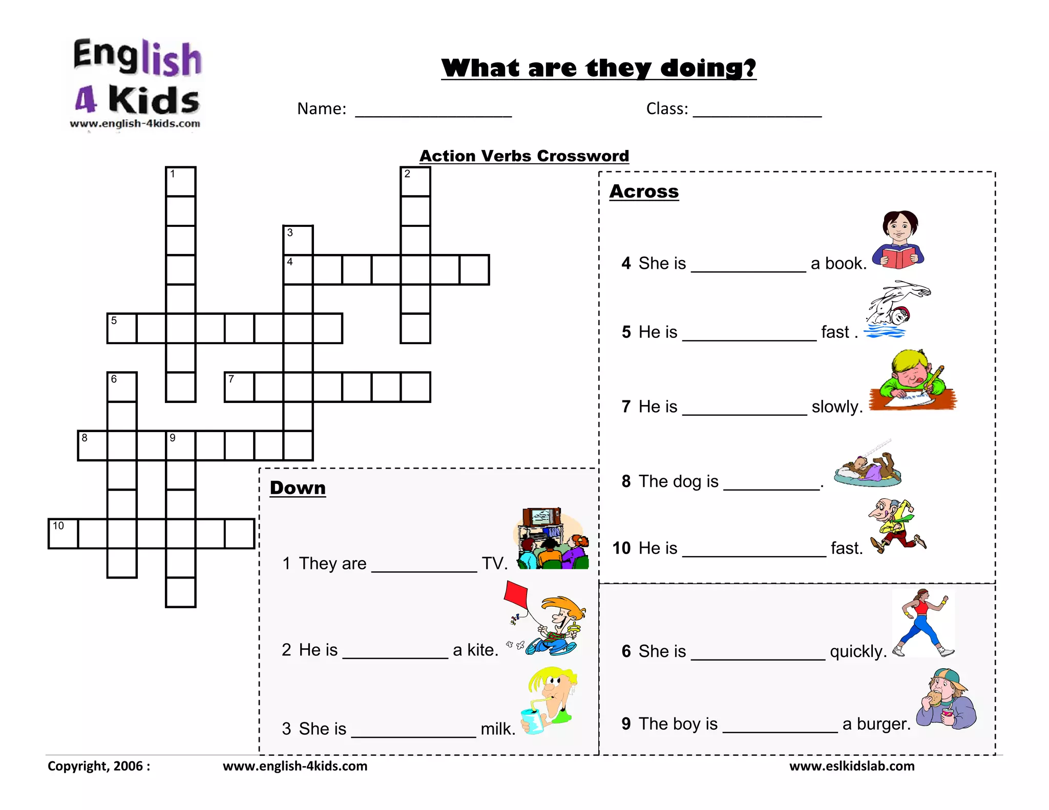 Actions verbs crossword PPT Actions verbs crossword PPT