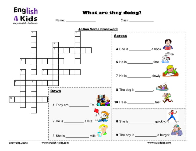 Actions Verbs Crossword