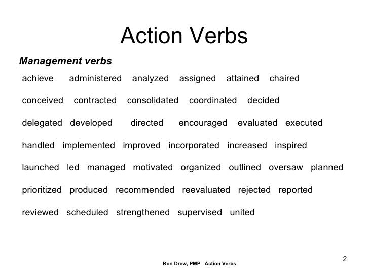 rdrew action verbs