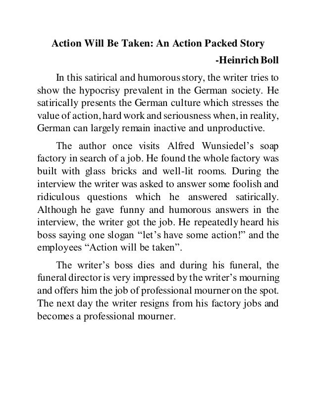 Action will be taken an action packed story