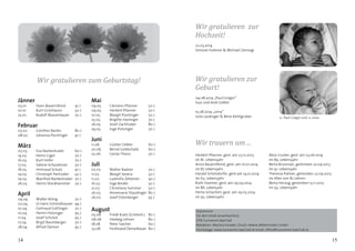 Jänner
03.01	 Hans Bauernfeind	 91 J.
10.01.	 Kurt Grünbaum	 50 J.
25.01.	 Rudolf Wasserbauer	 70 J.
Februar
07.02.	 Günther Barlen	 80 J.
08.02.	 Johanna Pürstinger	 91 J.
März
07.03.	 Eva Narbeshuber	 60 J.
14.03.	 Heinz Giger	 70 J.
16.03.	 Kurt Hofer	 70 J.
17.03.	 Sabine Schaubmair	 50 J.
18.03.	 Irmtraud Schulz	 91 J.
19.03.	 Christoph Panhuber	 50 J.
19.03.	 Manfred Narbeshuber	 70 J.
26.03.	 Hermi Stockhammer	 70 J.
April
04.04.	 Walter König	 70 J.
07.04.	 DI Hans Schmidhauser	 94 J.
10.04.	 Gertraud Gottinger	 70 J.
10.04.	 Hermi Holzinger	 95 J.
11.04.	 Josef Schröck	 95 J.
17.04.	 Birgit Baumberger	 50 J.
28.04.	 Alfred Dämon	 95 J.
Mai
09.05.	 Clemens Pfanner	 50 J.
09.05.	 Herbert Pfanner	 50 J.
10.05.	 Margit Pürstinger	 50 J.
25.05.	 Brigitte Haslinger	 70 J.
26.05.	 Josef Zachhuber	 80 J.
29.05.	 Inge Potzinger	 70 J.
Juni
11.06.	 Günter Gökler	 60 J.
20.06.	 Bernd Goldschald	 60 J.
25.06.	 Gerda Theiss	 70 J.
Juli
07.07.	 Walter Radner	 70 J.
11.07.	 Margit Severa	 50 J.
11.07.	 Ludmilla Zehetner	 90 J.
16.07.	 Inge Binder	 50 J.
21.07.	 Christiana Sommer	 50 J.
26.07.	 Annemarie Staudinger	 80 J.
26.07.	 Josef Osterberger	 95 J.
August
05.08.	 Friedl Kratz (Gimbsh.)	 80 J.
08.08.	 Hedwig Lehner	 80 J.
18.08.	 Peter Salcher	 60 J.
23.08.	 Ferdinand Demelbauer	 80 J.
Wir gratulieren zum Geburtstag!
15
Impressum:
Für den Inhalt verantwortlich:
ÖTB Turnverein Bad Hall
Redaktion: Martina Füreder, Druck: Helene Mittermüller GmbH
Homepage: www.turnverein-bad-hall.at email: office@turnverein-bad-hall.at
Wir trauern um ...
Herbert Pfanner, gest. am 23.12.2013
im 81. Lebensjahr
Anna Bauernfeind, gest. am 10.01.2014
im 87 Lebensjahr
Harald Schöndorfer, gest.am 14.01.2014
im 63. Lebensjahr
Ruth Huemer, gest. am 29.04.2014
im 86. Lebenjahr
Herta Schacherl, gest. am 29.05.2014
im 95. Lebensjahr
Alois Gruber, gest. am 23.06.2014
im 89. Lebensjahr
Berta Brunmair, gestorben 22.09.2013
im 91. Lebensjahr
Theresia Palmer, gestorben 27.09.2013
im Alter von 82 Jahren
Berta Herzog, gestorben 15.11.2013
im 93. Lebensjahr
Wir gratulieren zur
Hochzeit!
22.03.2014
Simone Hubmer & Michael Ziervogl
Wir gratulieren zur
Geburt!
04.08.2014 „Paul Gregor“
Susi und Andi Gökler
15.08.2014 „Lena“
Julia Lackinger & Rene Kettlgruber
14
o.: Paul Gregor und u.:Lena
 