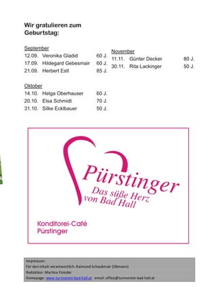 Wir gratulieren zum
Geburtstag:
 