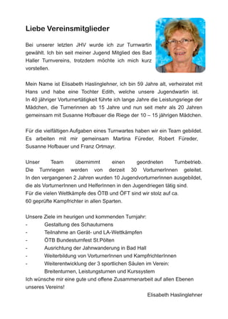 Liebe Vereinsmitglieder
 