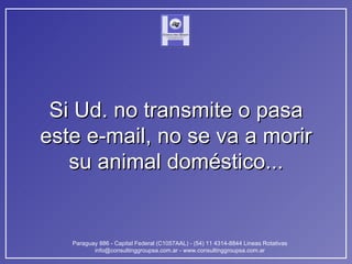 Si Ud. no transmite o pasa este e-mail, no se va a morir su animal doméstico... 