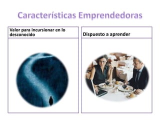 Valor para incursionar en lo
desconocido Dispuesto a aprender
 