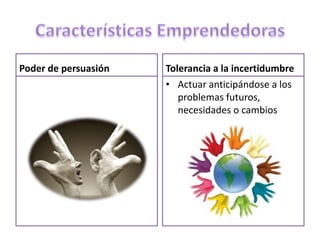 Poder de persuasión Tolerancia a la incertidumbre
• Actuar anticipándose a los
problemas futuros,
necesidades o cambios
 
