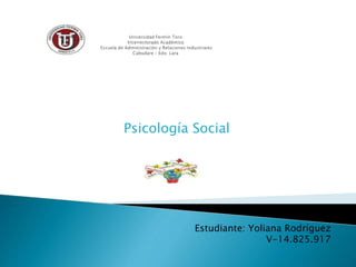 Psicología Social
Estudiante: Yoliana Rodríguez
V-14.825.917
 