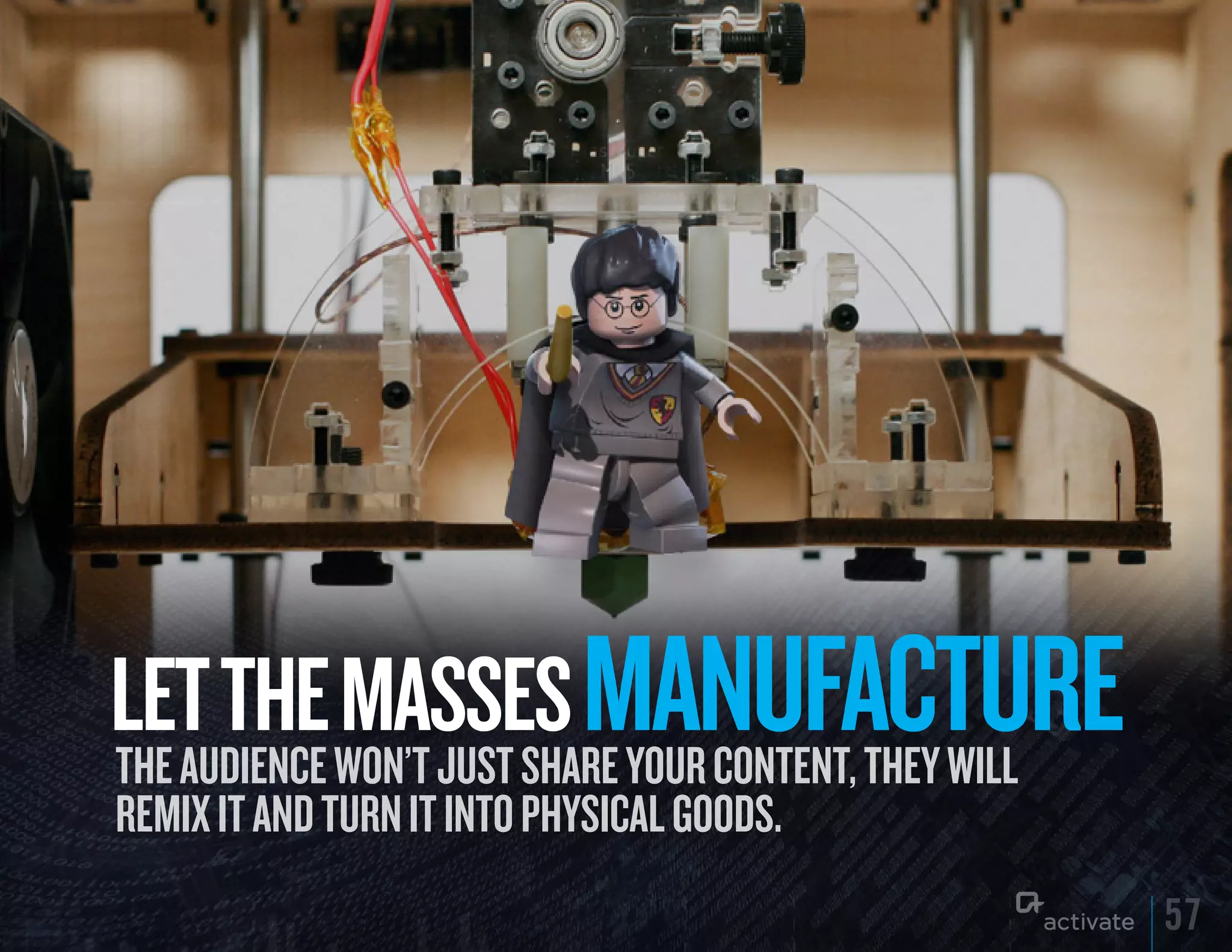 MASSES MANuFACTuRE
LET THE WON’T JUST SHARE YOUR CONTENT, THEY WILL
THE AUDIENCE
REMIX IT AND TURN IT INTO PHYSICAL GOODS.
                                                   57
 