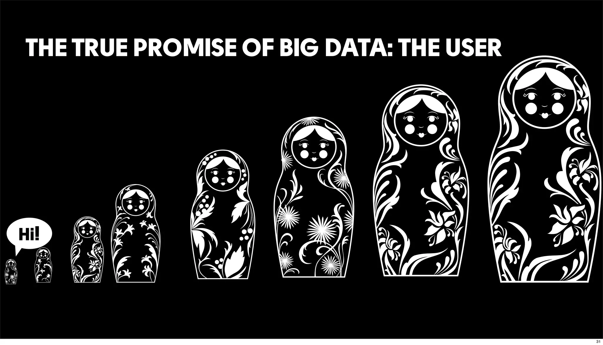 THE TRUE PROMISE OF BIG DATA: THE USER
Hi!
31
 