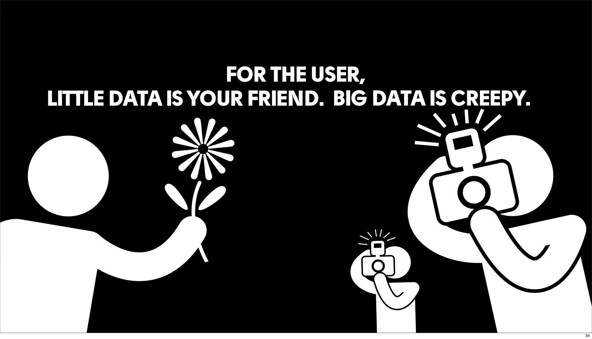 LITTLE DATA IS YOUR FRIEND. BIG DATA IS CREEPY.
FOR THE USER,
34
 