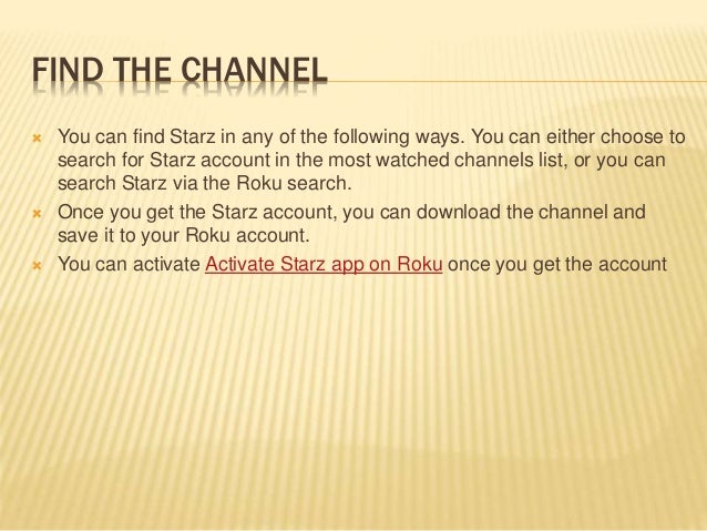 activate starz on roku