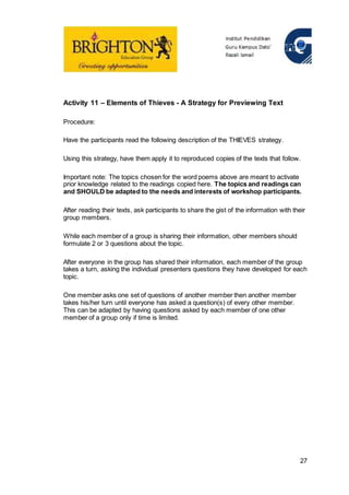 Activating Prior Knowledge Trainers Module | DOCX