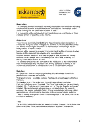 Activating Prior Knowledge Trainers Module | DOCX