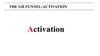 THE GH FUNNEL:ACTIVATION
Activation
 