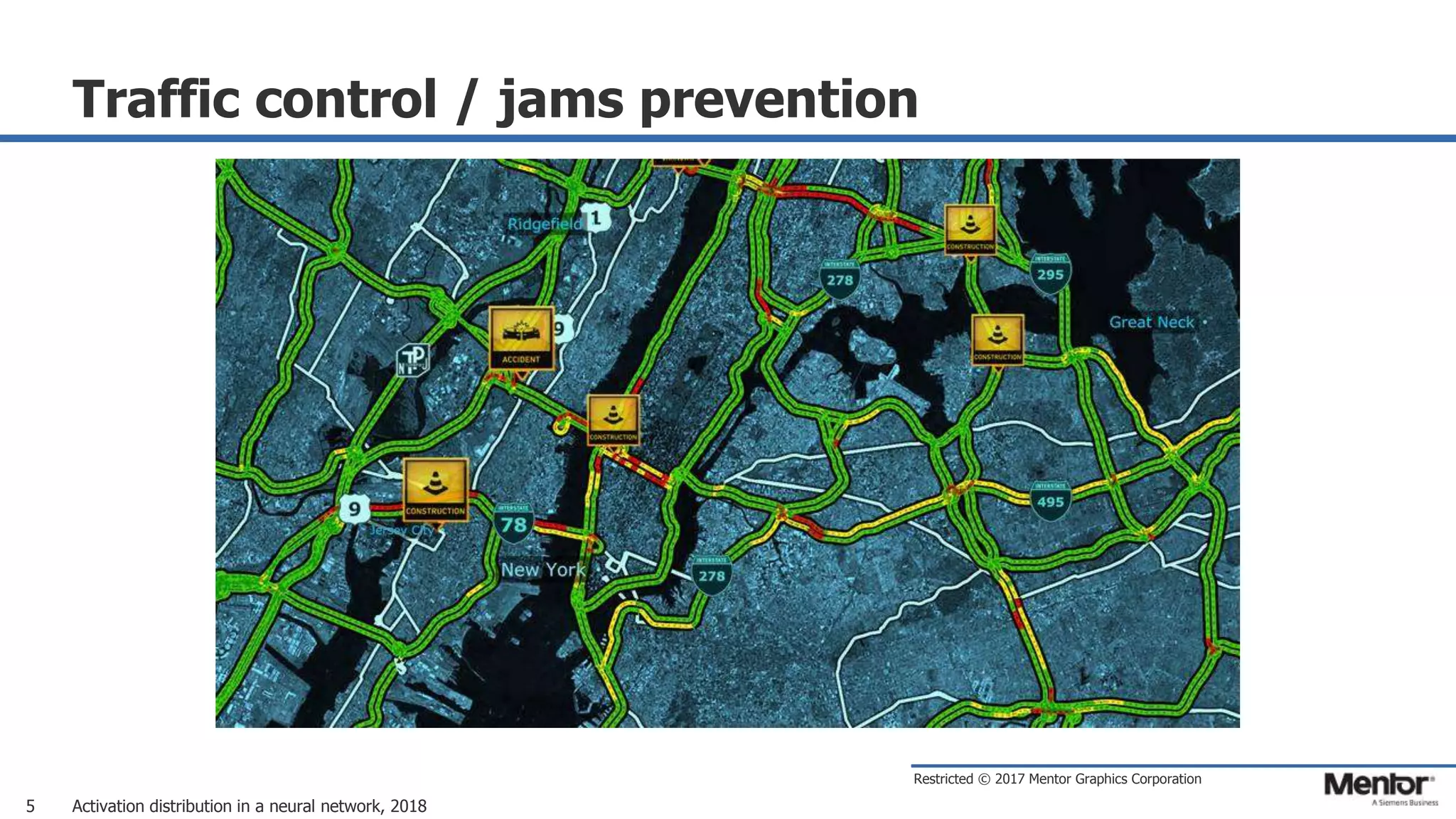 Restricted © 2017 Mentor Graphics Corporation
Traffic control / jams prevention
Activation distribution in a neural network, 20185
 
