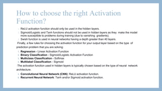 Activation Functions and usages in neural networkds | PDF