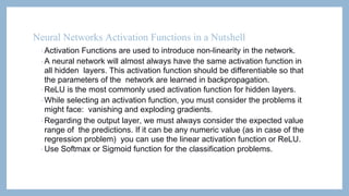 Activation Functions and usages in neural networkds | PDF