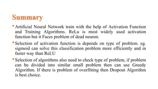 Activation functions and Training Algorithms for Deep Neural network | PPTX