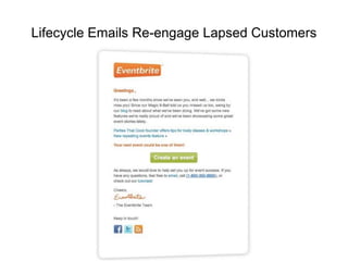 Lifecycle Emails Re-engage Lapsed Customers




                 @eric3000
 