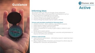 Interactive Game Assignments Examples Active - Game - Example Assignment Brief International BTEC L3 290420 ...