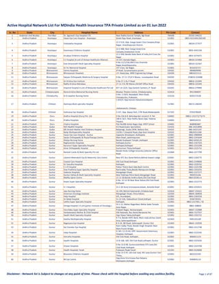 MDIndia Health Insurance TPA Hospital List | ManipalCigna | PDF