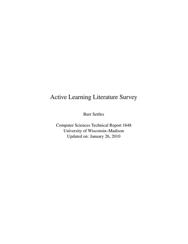 Active Learning Literature Survey Active learning literature survey