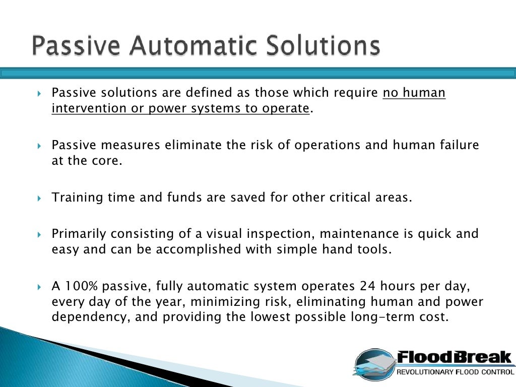 Active vs Passive Mitigation FloodBreak®