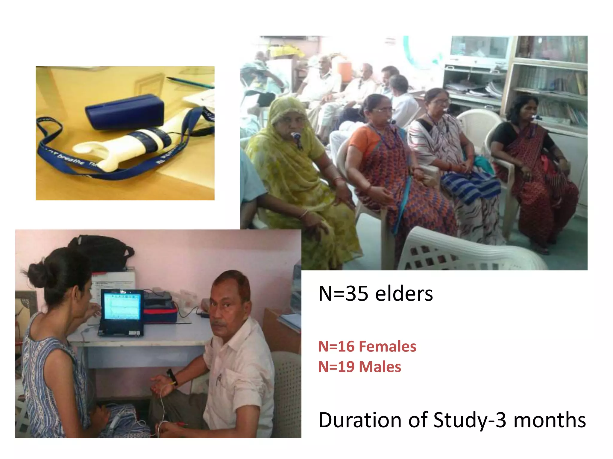 N=35 elders
N=16 Females
N=19 Males
Duration of Study-3 months
 