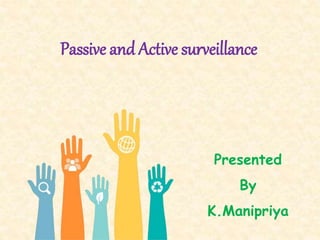 Passive and Active surveillance
Presented
By
K.Manipriya
 