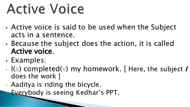 active and passive voice active voice