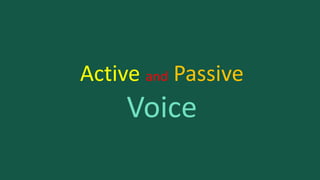 Active and Passive
Voice
 
