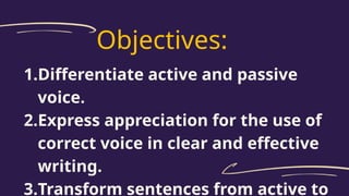 Lesson on Active and Passive Voice for Grade 7 | PPTX