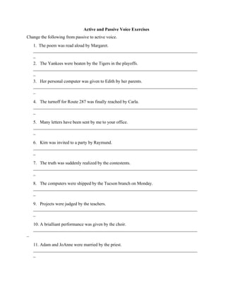 Active and passive voice exercise i